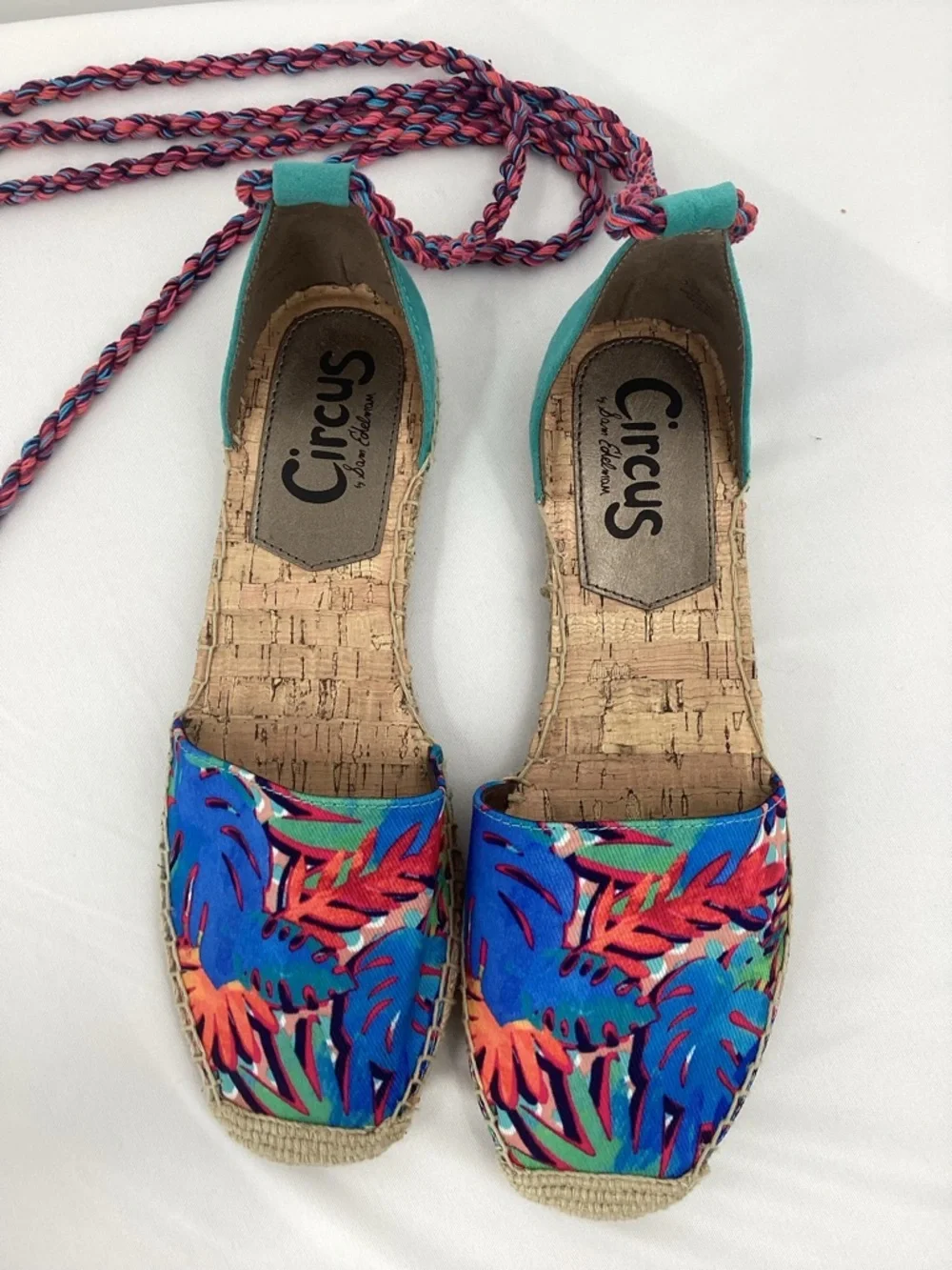 Sam Edelman Leonora Canvas  Braided Espadrille Flats TROPICAL Print